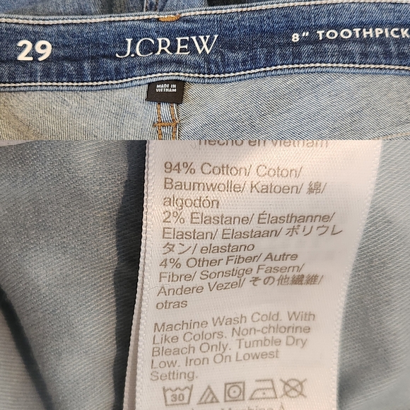 J. Crew 8" Toothpick Skinny Jean Mid-rise Ankle Cropped Stretch Vista Wash 29 - Picture 10 of 11